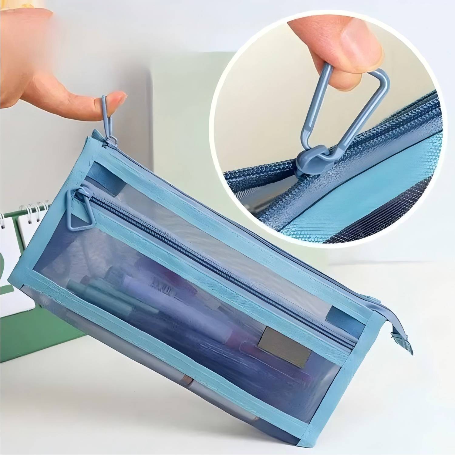 Double-Layer Large Capacity Transparent Mesh Pencil Case 6