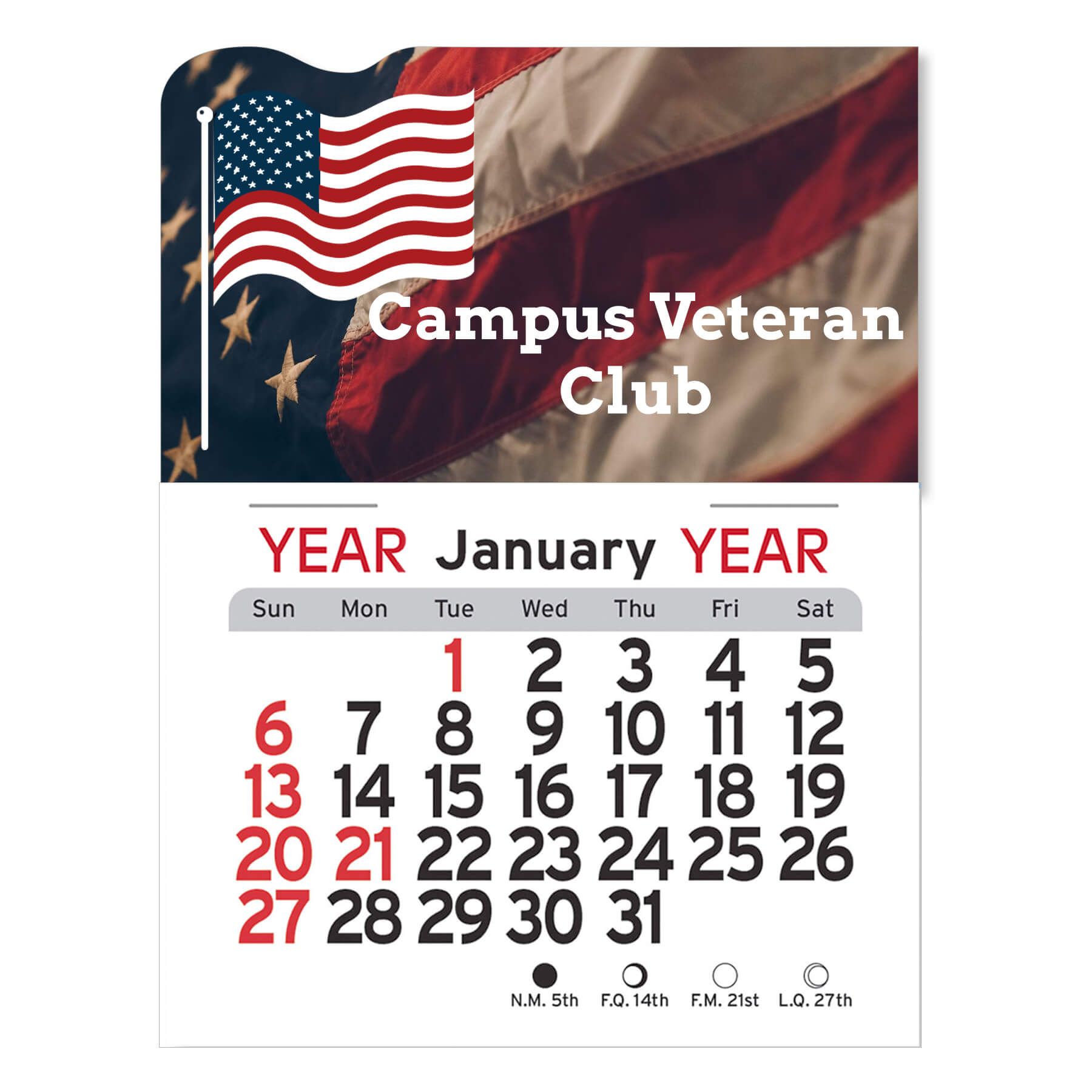 Adhesive Peel-N-Stick® Calendar - American Flag 5
