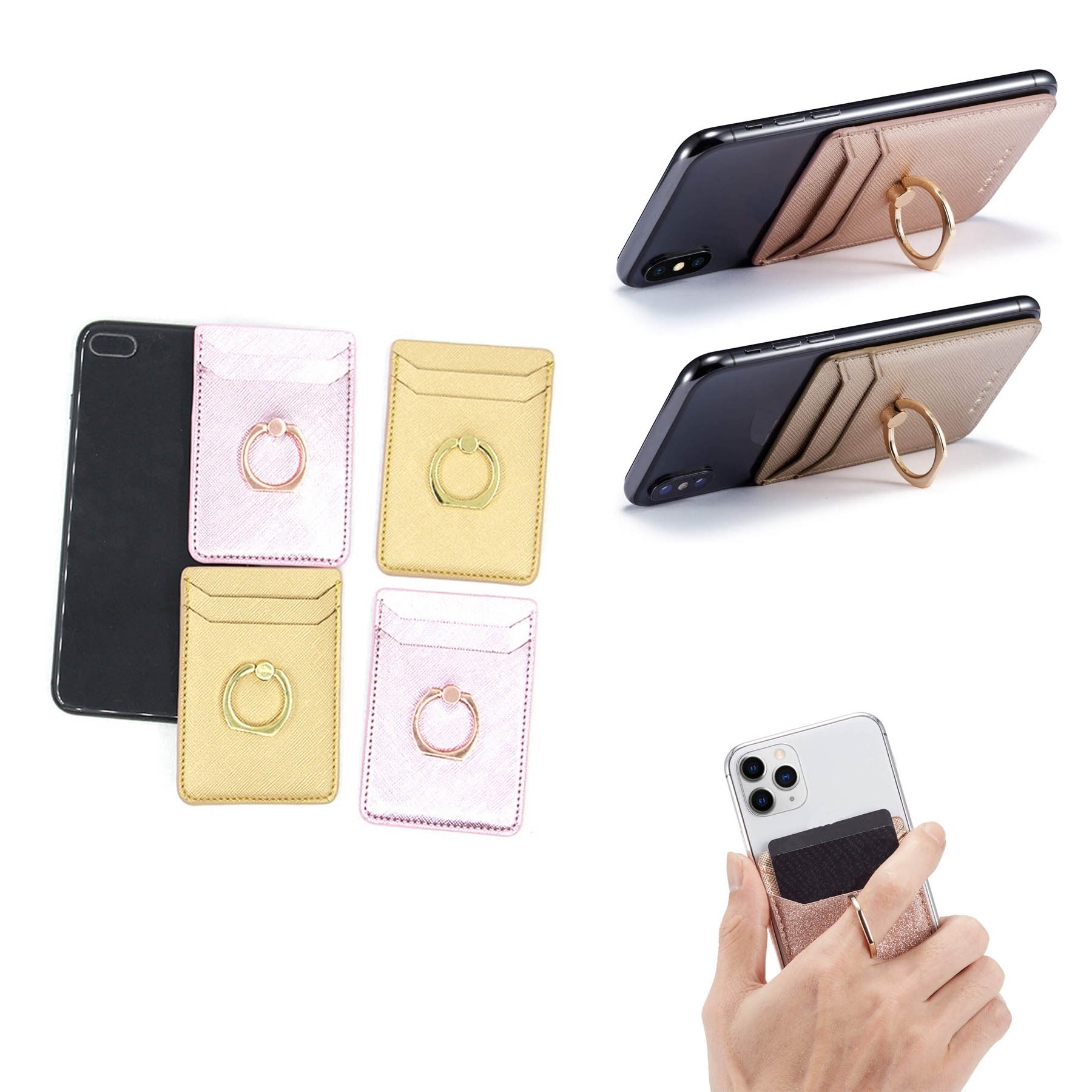 PU Leather Phone Wallet w/ Ring Stand 2