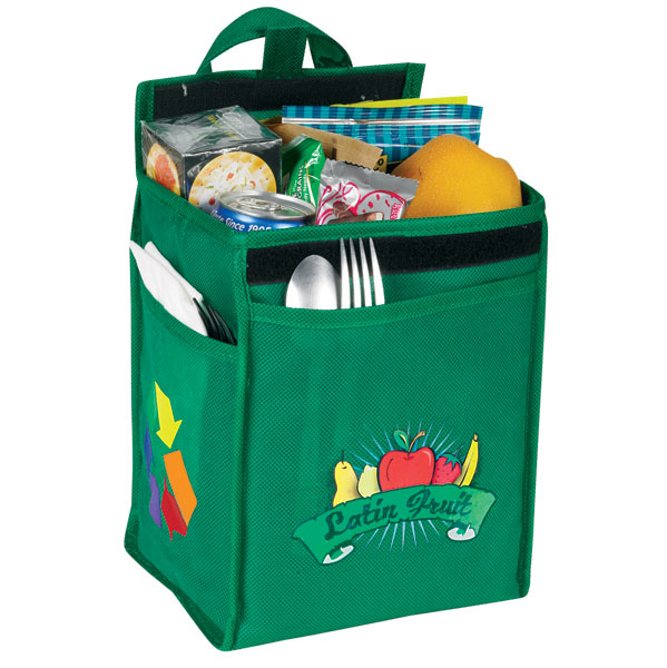 Non Woven Insulated Lunch Bag w/Bottle Pocket 6