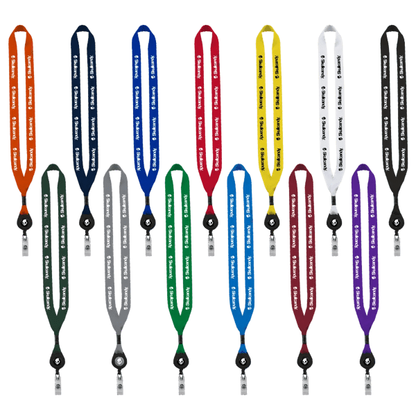 3/4" Polyester Lanyard with Metal Crimp & Retractable Badge Reel 260