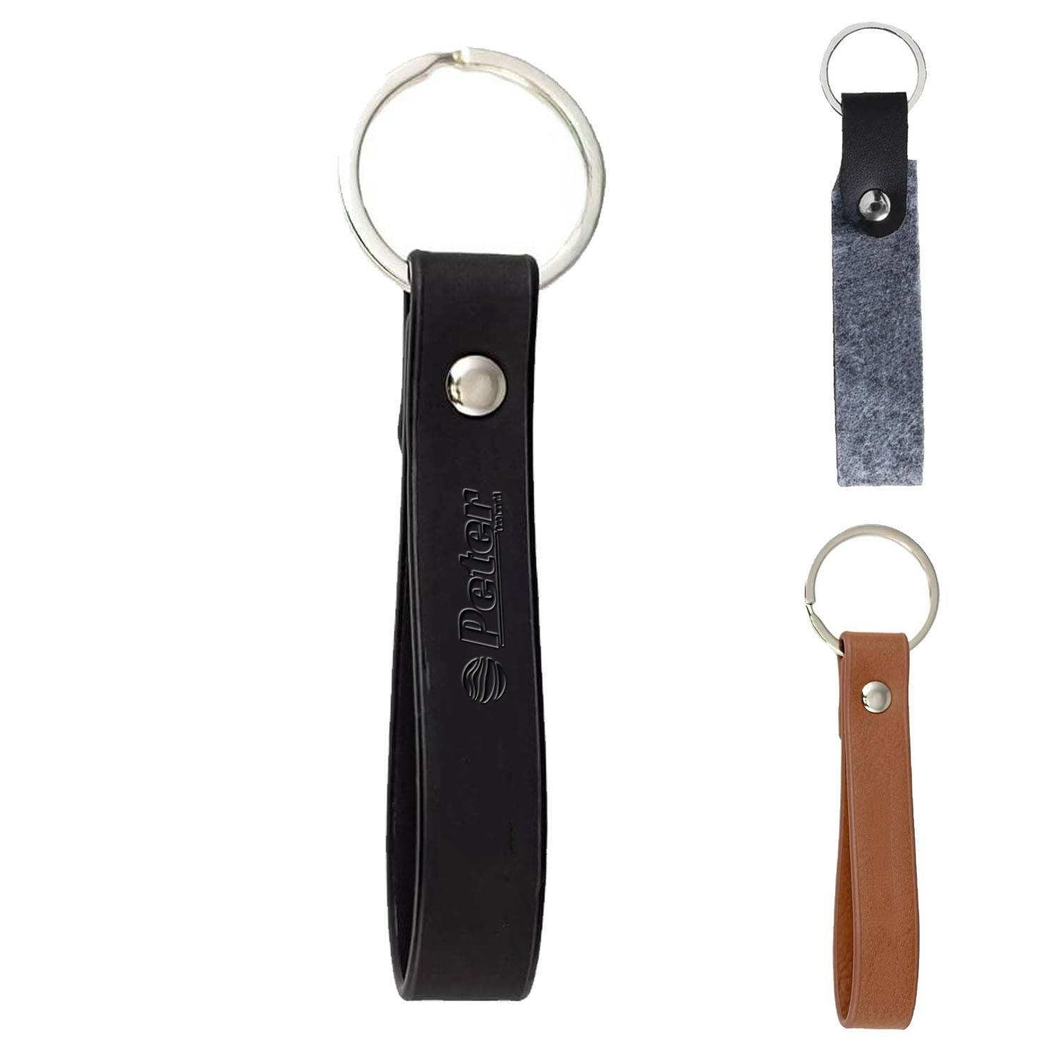 Compact Lightweight PU Leather Felt Keychain