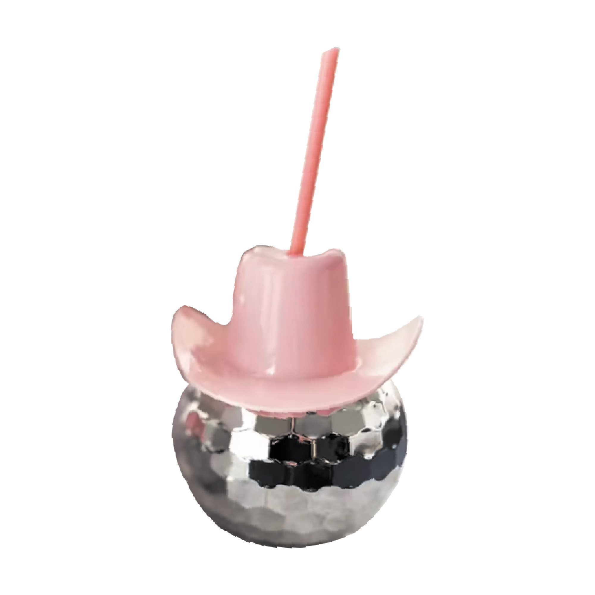 20Oz Disco Ball Drinking Cup with Pink Cowboy Hat 8