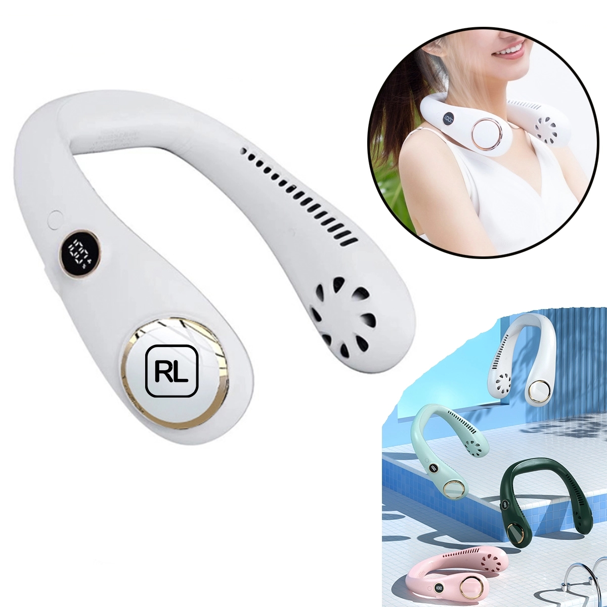 3000Mah Hands Free Portable Bladeless Neck Fan 2