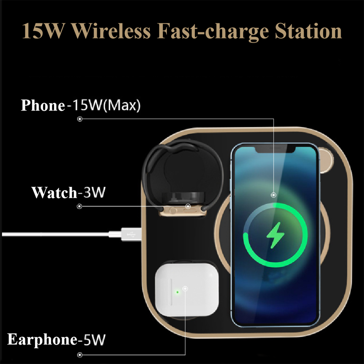 15W 3 In 1 Charging Station Multiple Devices 3