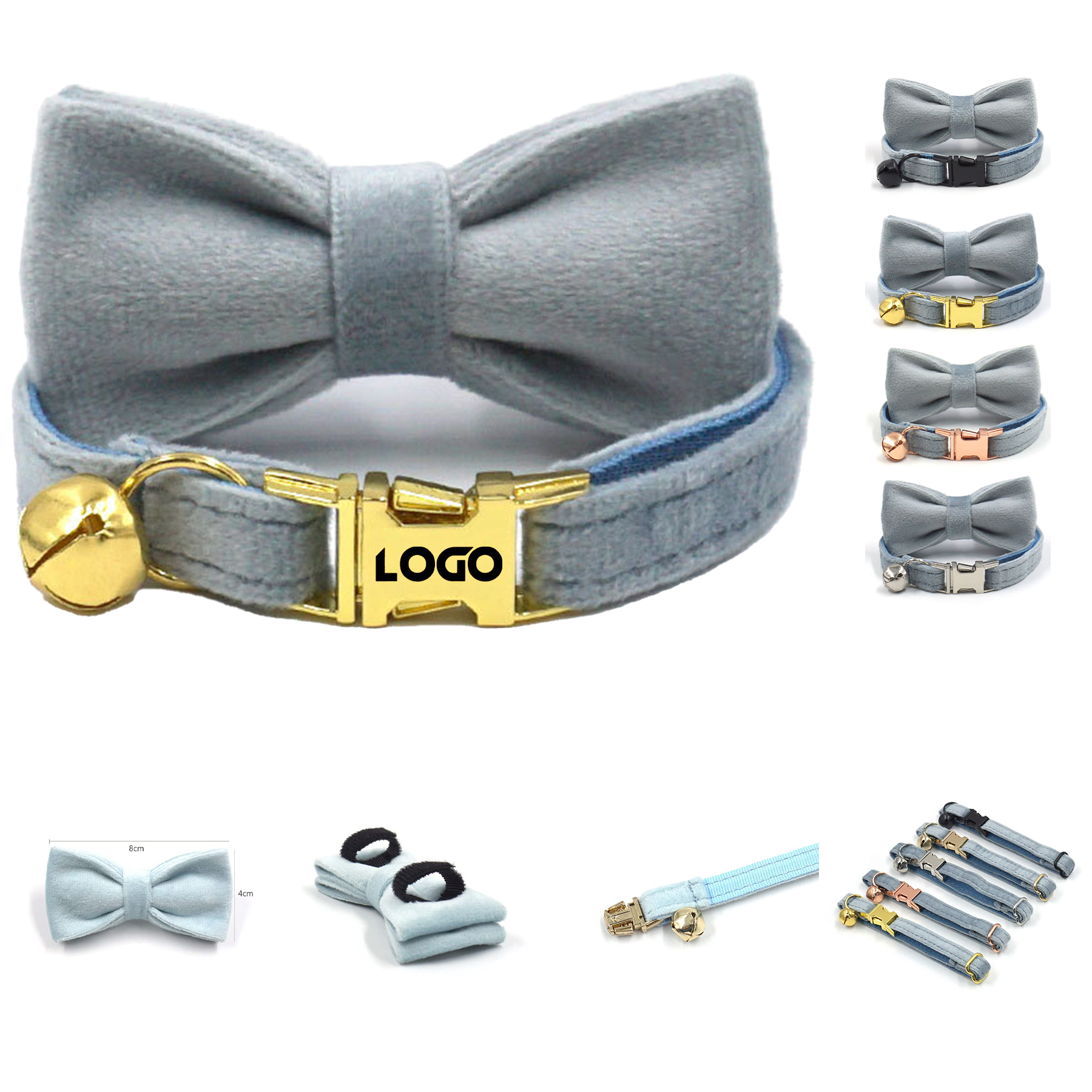 Personalized Cat Collar Velvet ID Engraving Name Tag 2