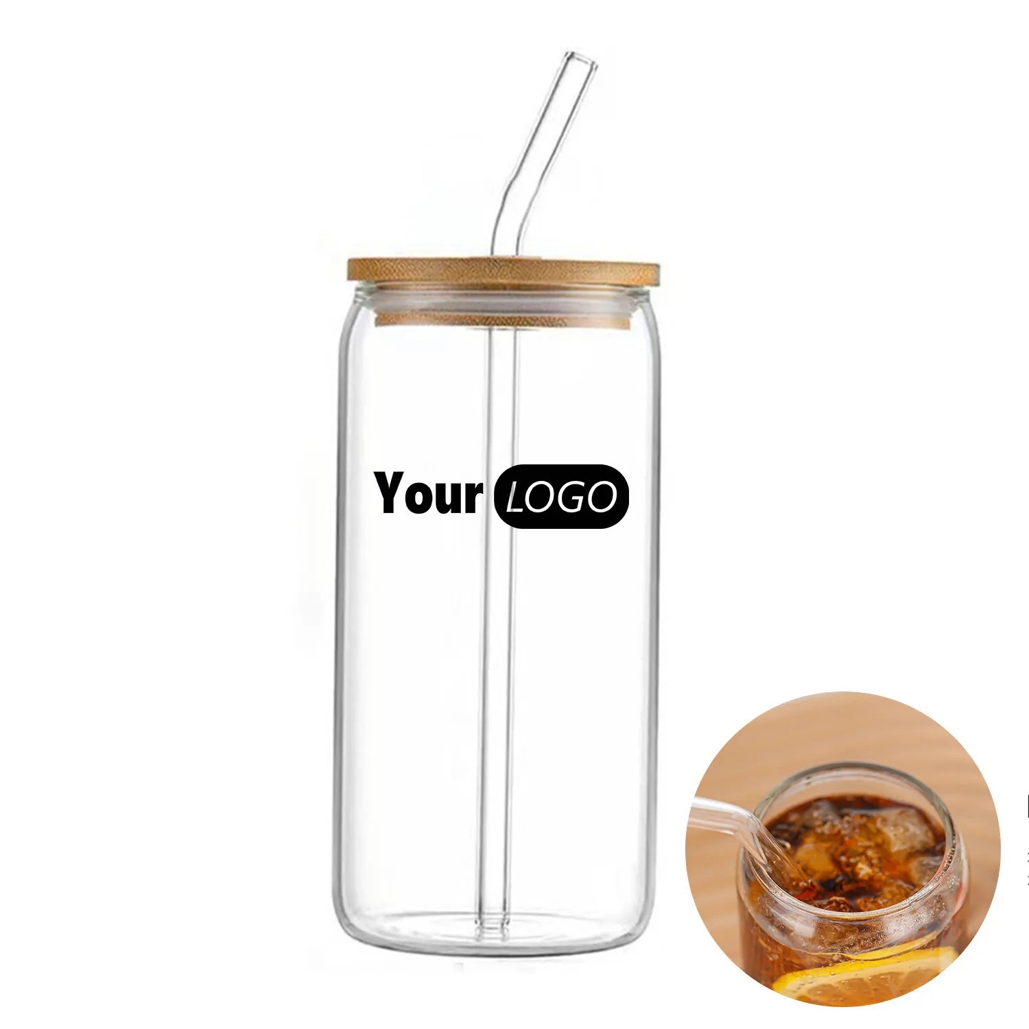 Glass Tumbler With Bamboo Lid Straw 3