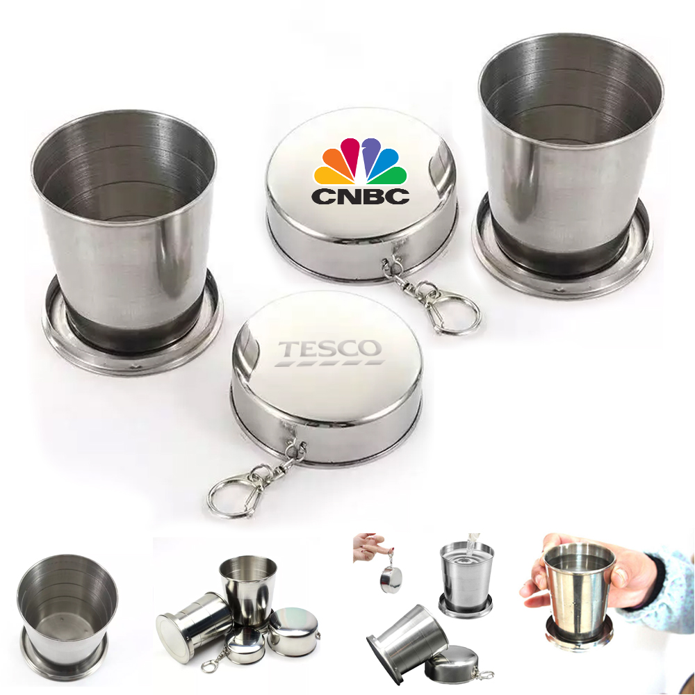 Stainless Steel Folding Cup Keychain - 8.5 Oz 1