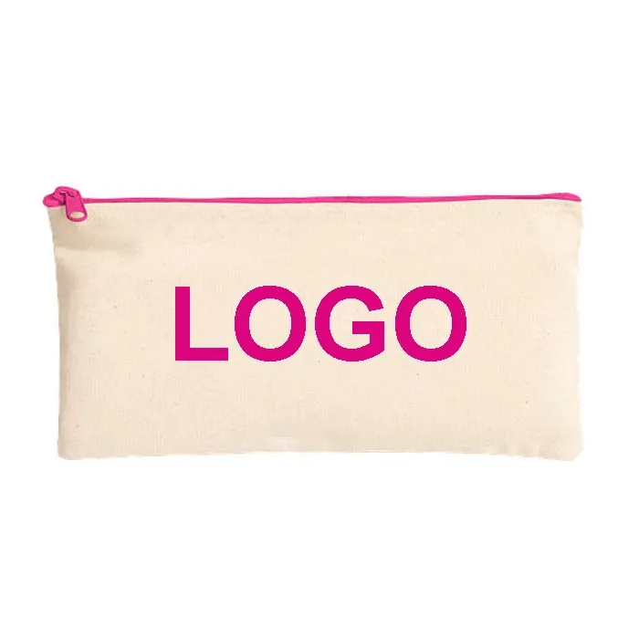 Natural Canvas Pouch with Colored Zipper 3