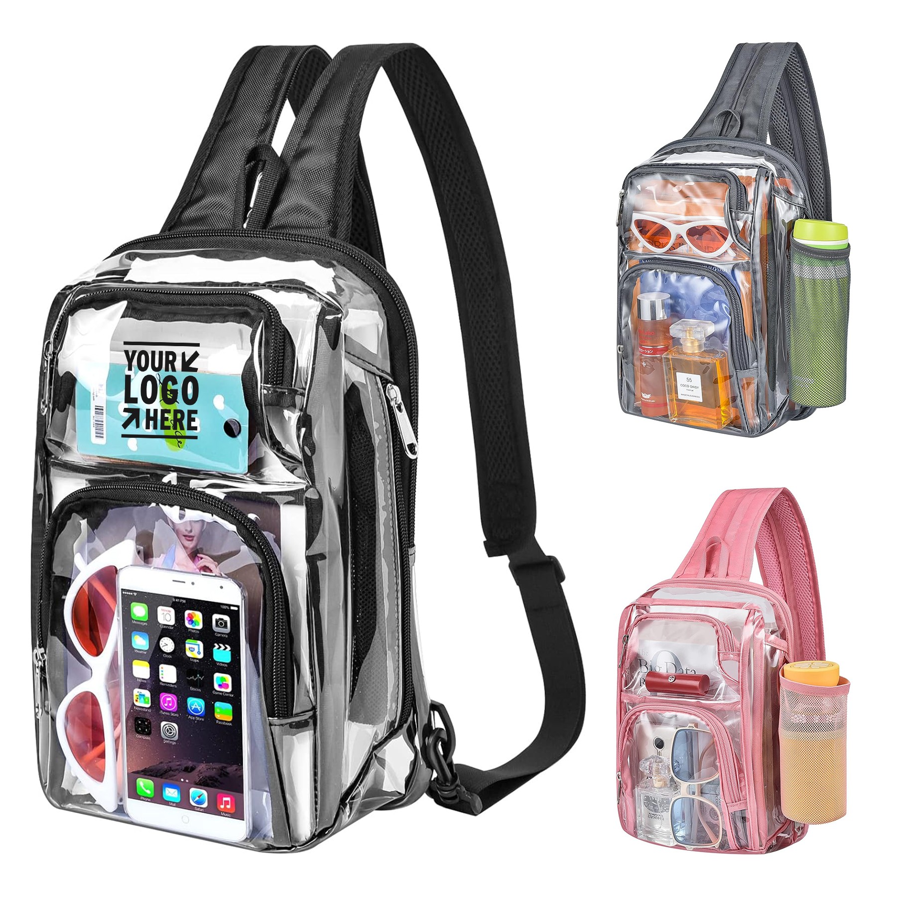 Adjustable Reinforced Strap Backpack Stadium Approved 3 in 1 Clear Crossbody Sling Bag 3