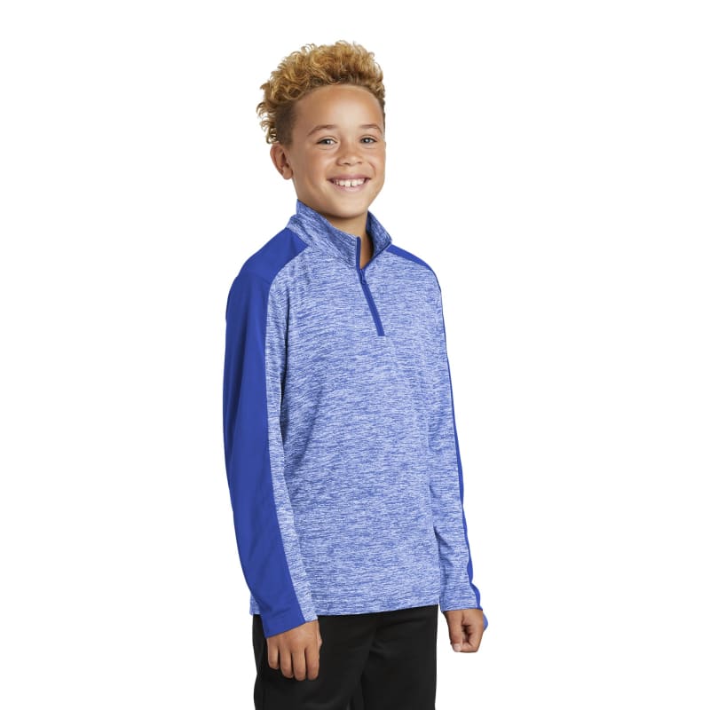 Sport-Tek Youth PosiCharge Electric Heather Colorblock 1/4-Zip Pullover. 10