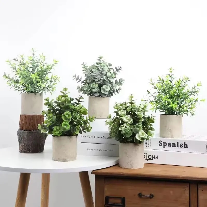 Mini Potted Fake Plants Artificial Small Eucalyptus For Home 5