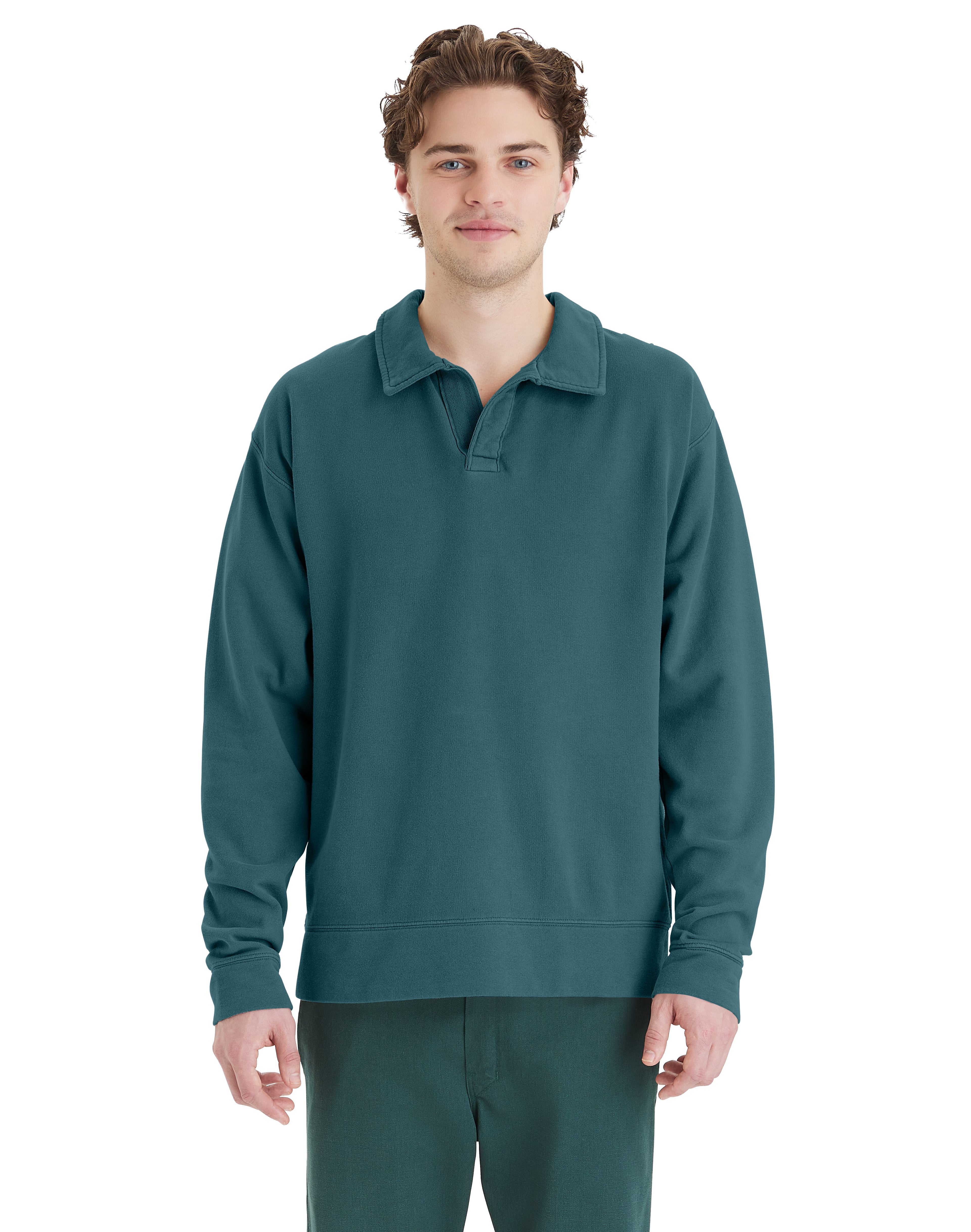 Garment Dye Polo Collar Sweatshirt 3
