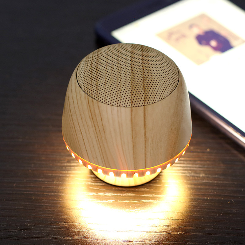 Wood Grain Bluetooth Speaker w/LED Night Light 6