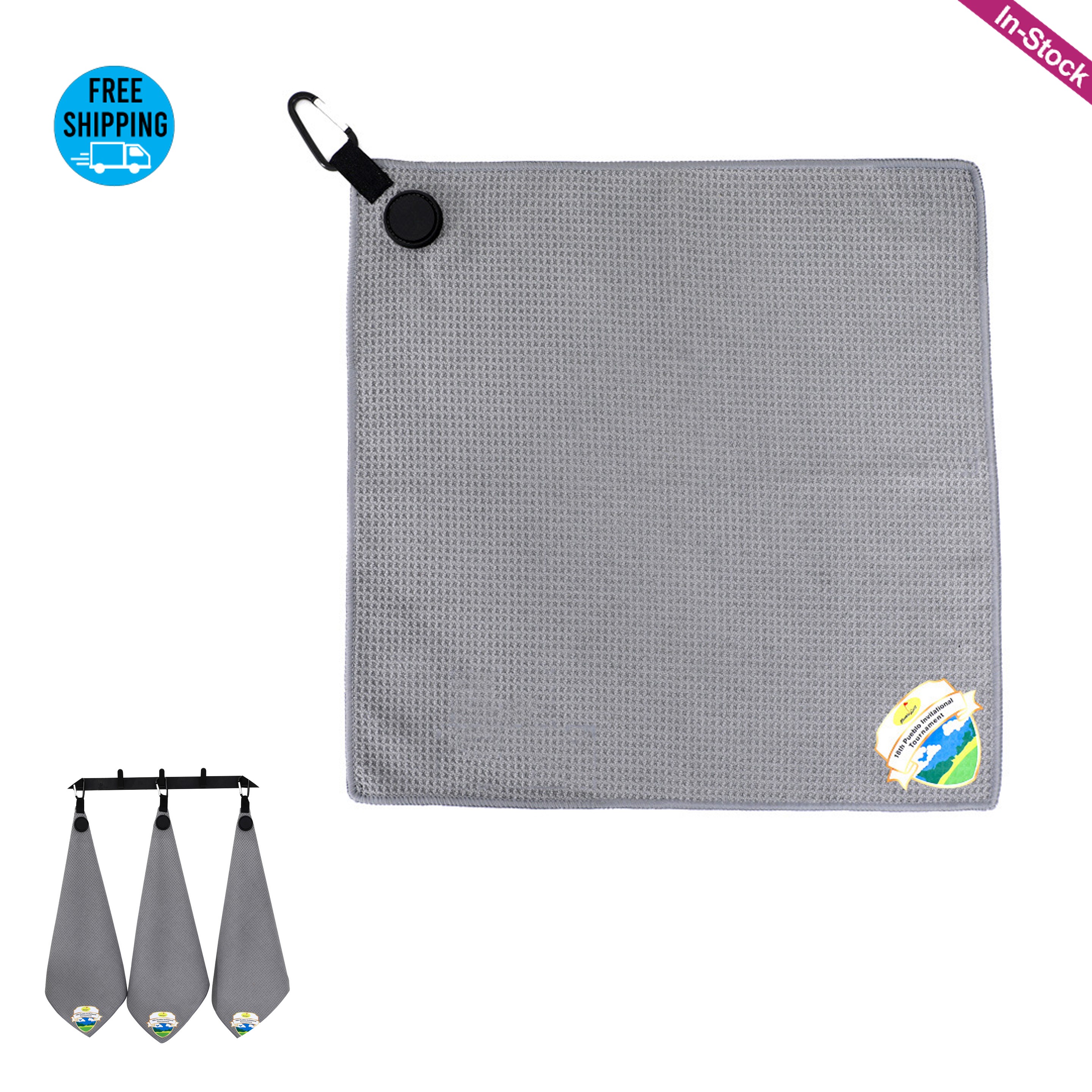 16"x16" 400GSM Magnetic Microfiber Waffle Golf Towel 1
