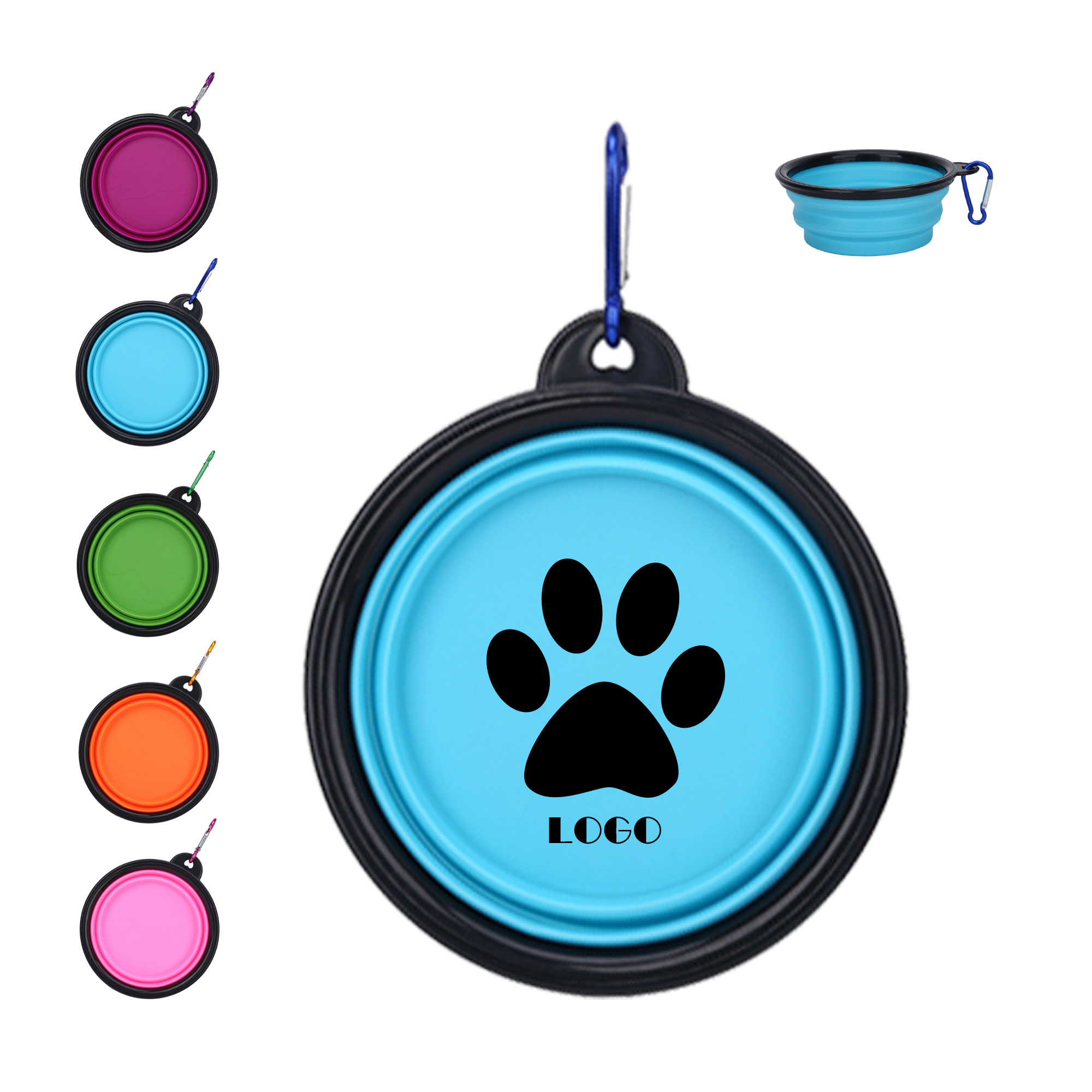 12oz Portable Collapse TPE Pet Bowl Carabiner 2