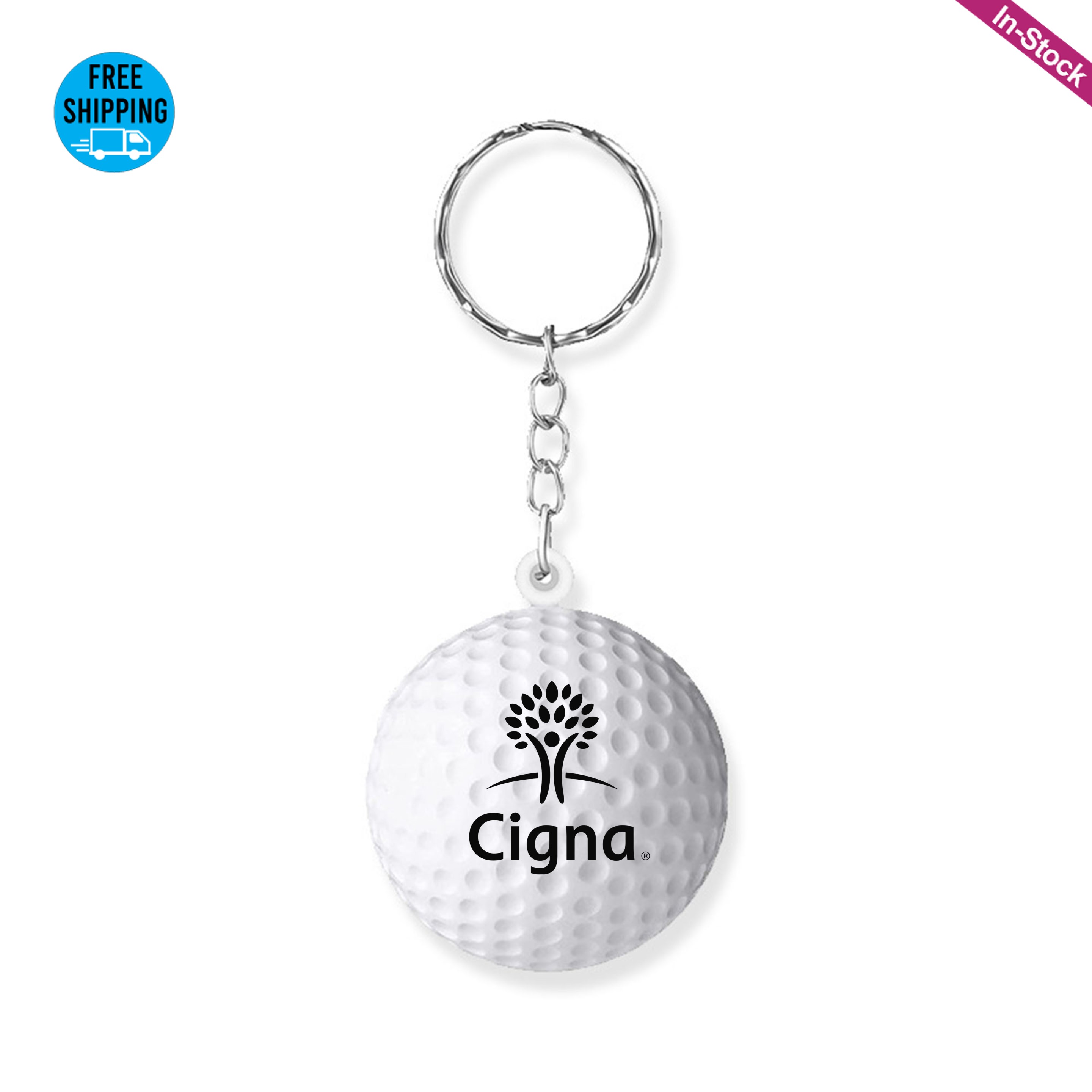 1.6" Diameter Golf Ball Shape Stress Reliever Key Chain 2