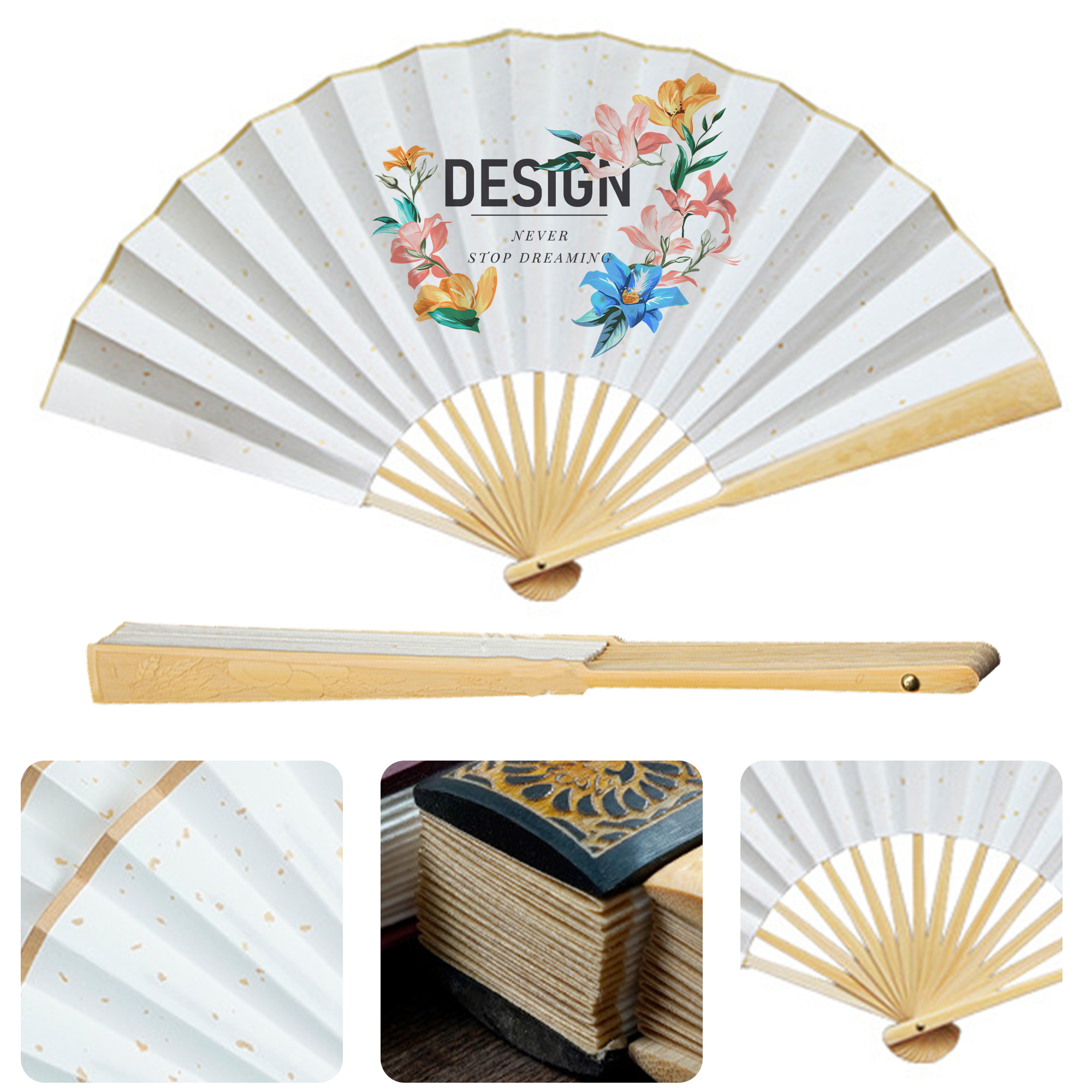 Portable Folding Hand Fans 2-Sided Full Color 2