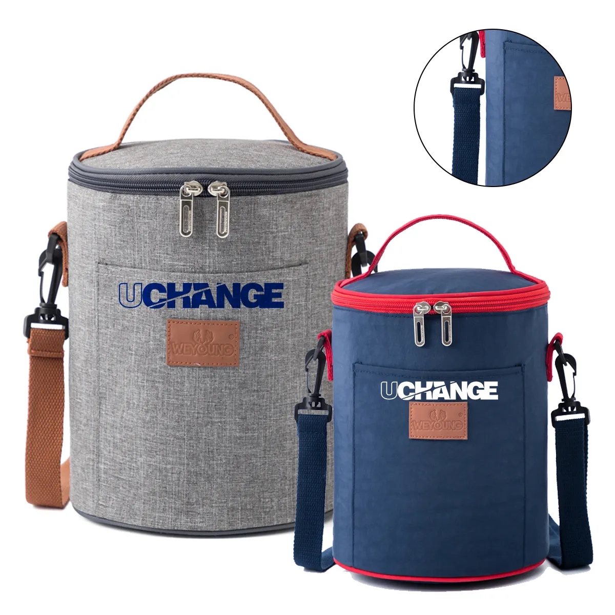 8L Insulated Round Cooler Bag W/ Handle And Shoulder Strap 2
