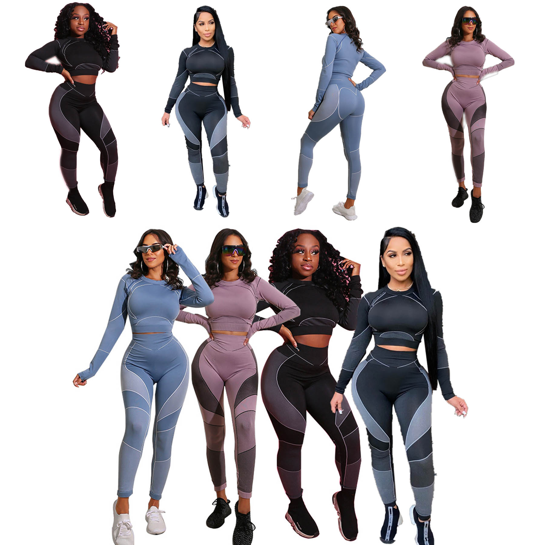 Fitness Two Pieces Gym Sets Long Sleeve 2