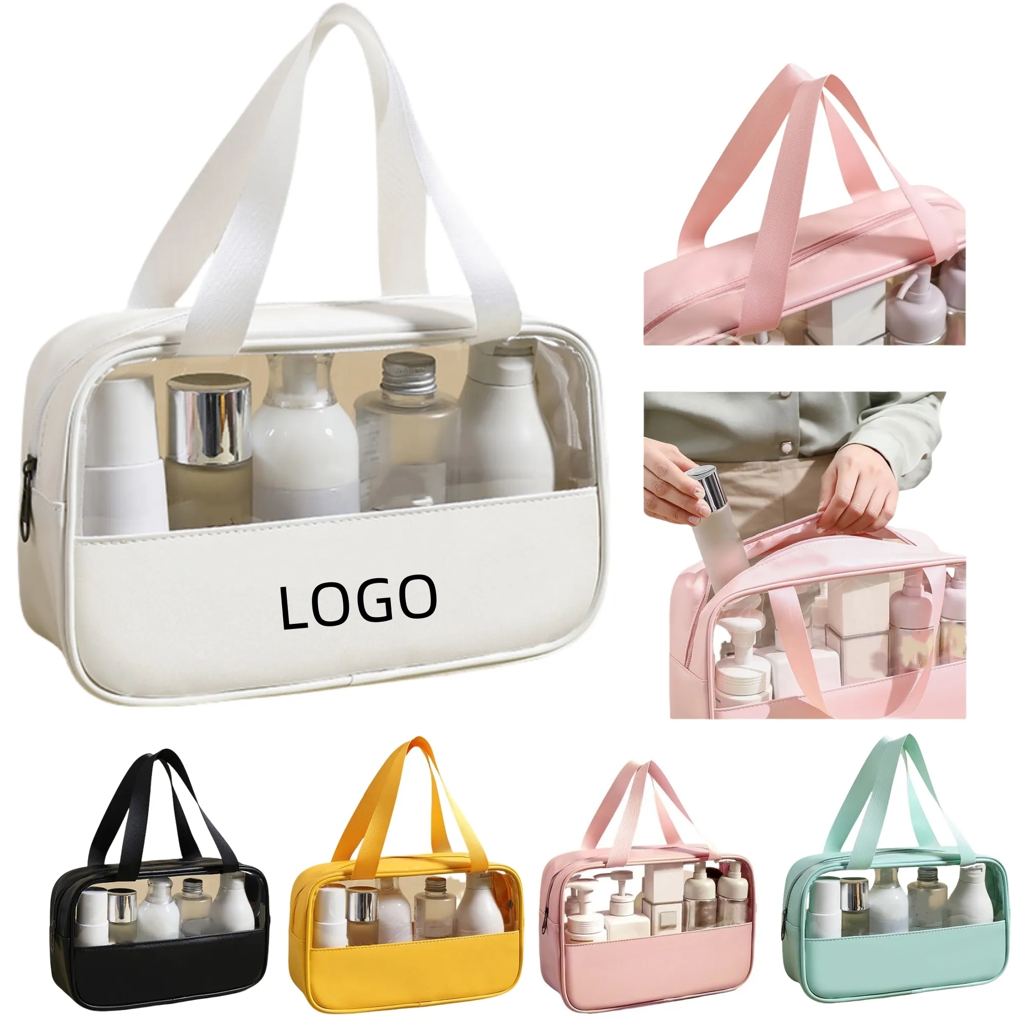 PU And PVC Patchwork Transparent Tote Bag 7