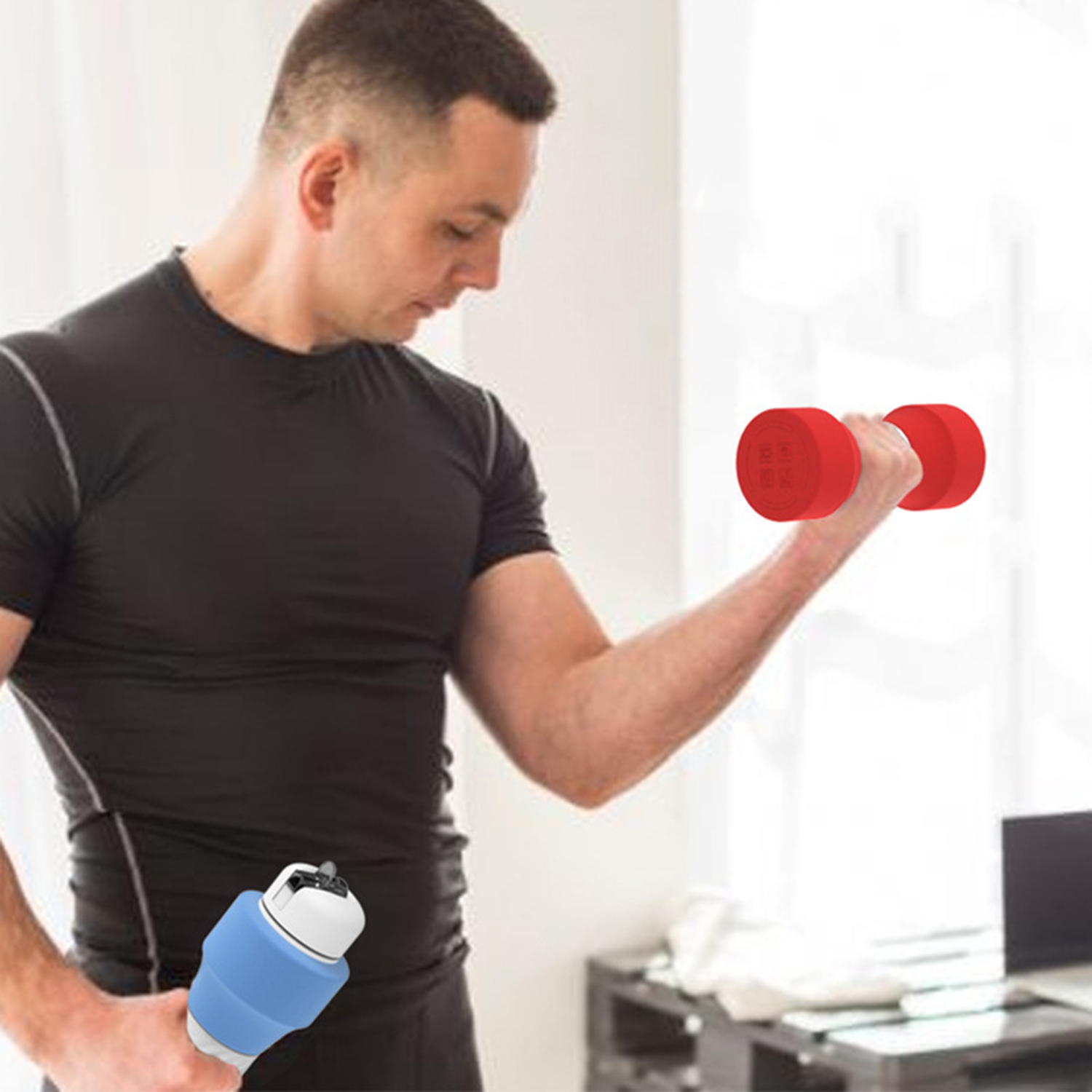 Sports Portable Drinking Kettle Dumbbell Water Bottle 3