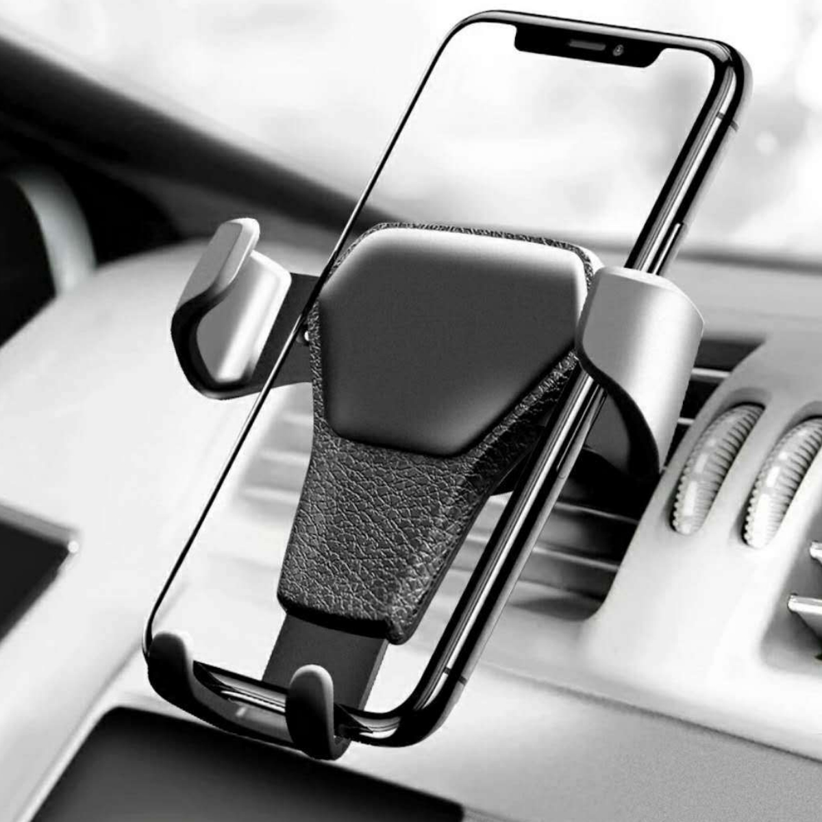 Gravity Car Vent Phone Holder with Leather Panel 5