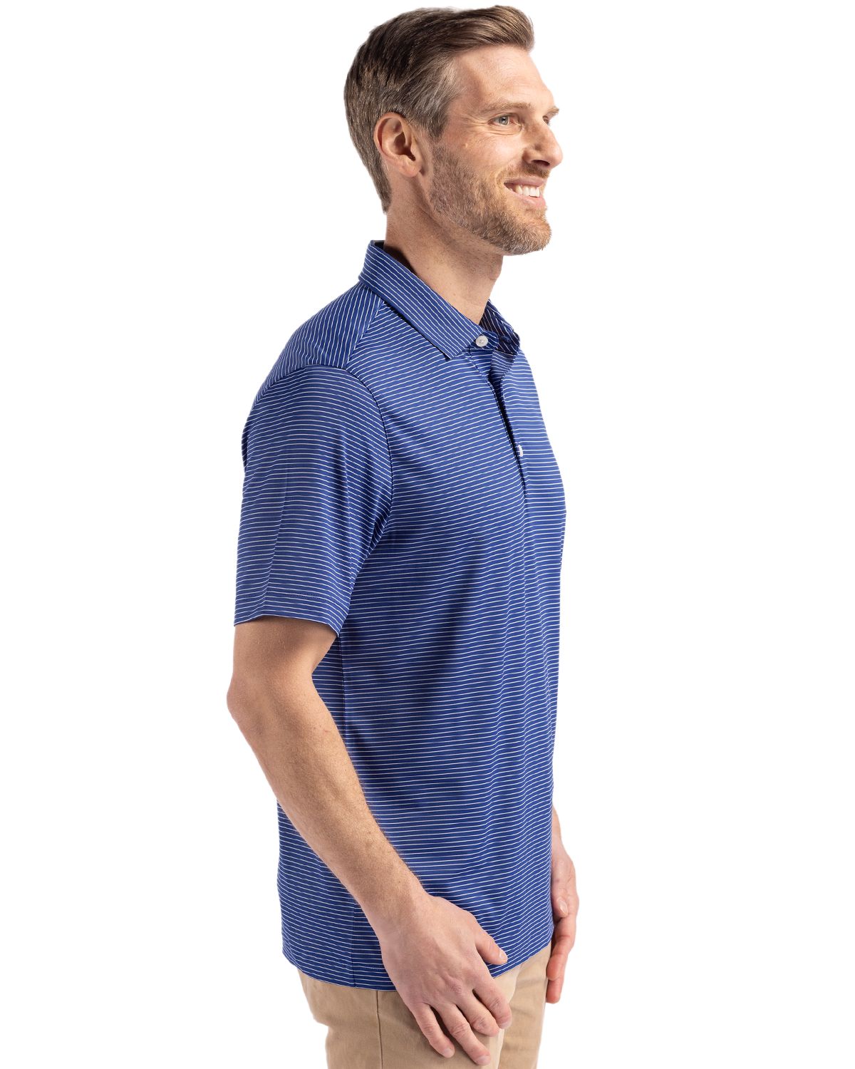 Cutter & Buck Forge Recycled Fine Line Stripe Four-Way Stretch Mens Polo 86