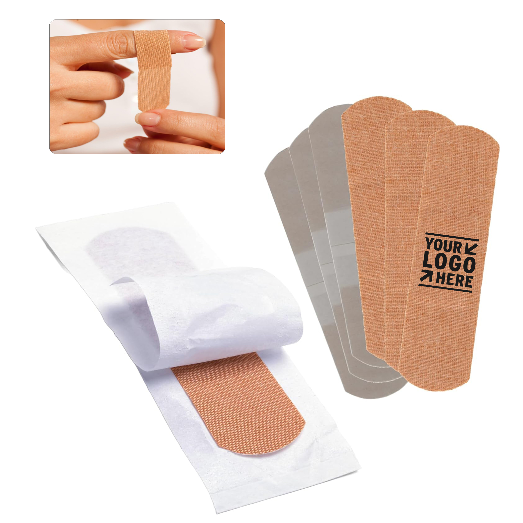 3" x 3/4" Fabric Flexible Breathable Adhesive Bandage Strip First Aid Kit with Non-Stick Pad  2