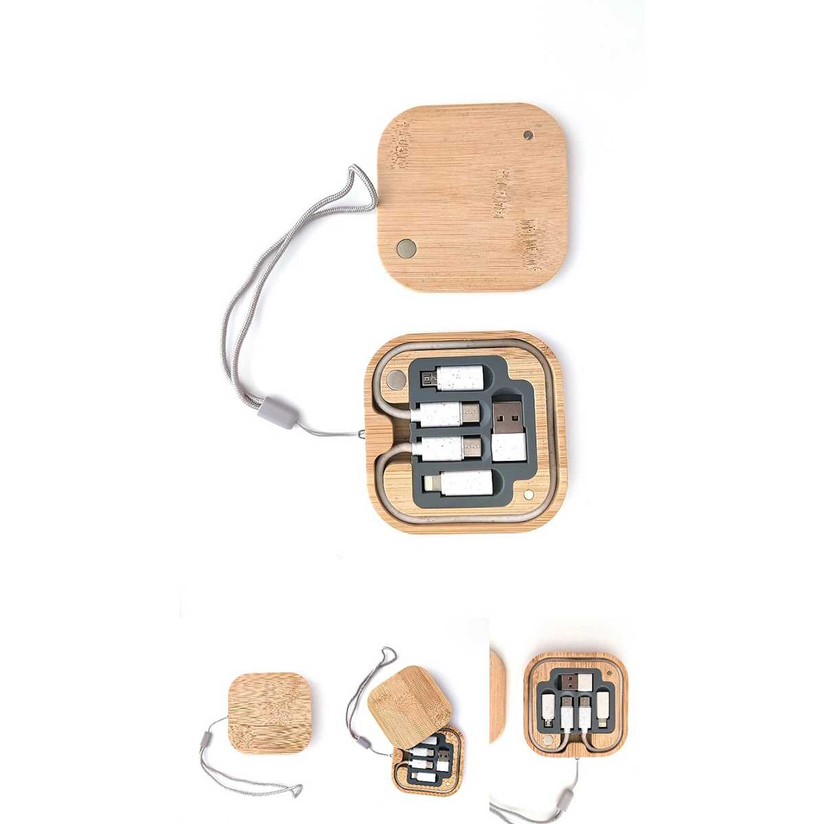 6-in-1 Travel Charging Cable Kit with Bamboo Storage Box 2
