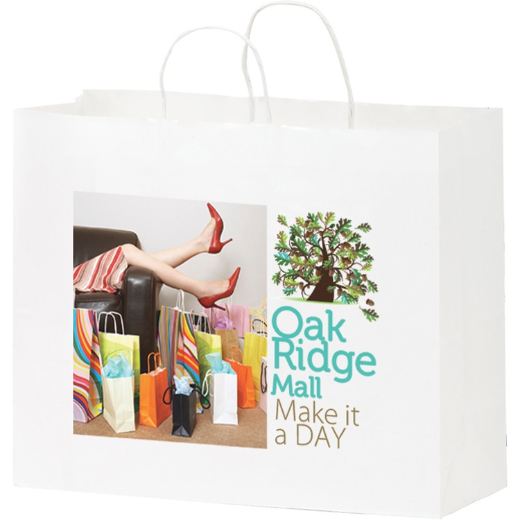 White Kraft Paper Shopper with Twisted Paper Handles 1