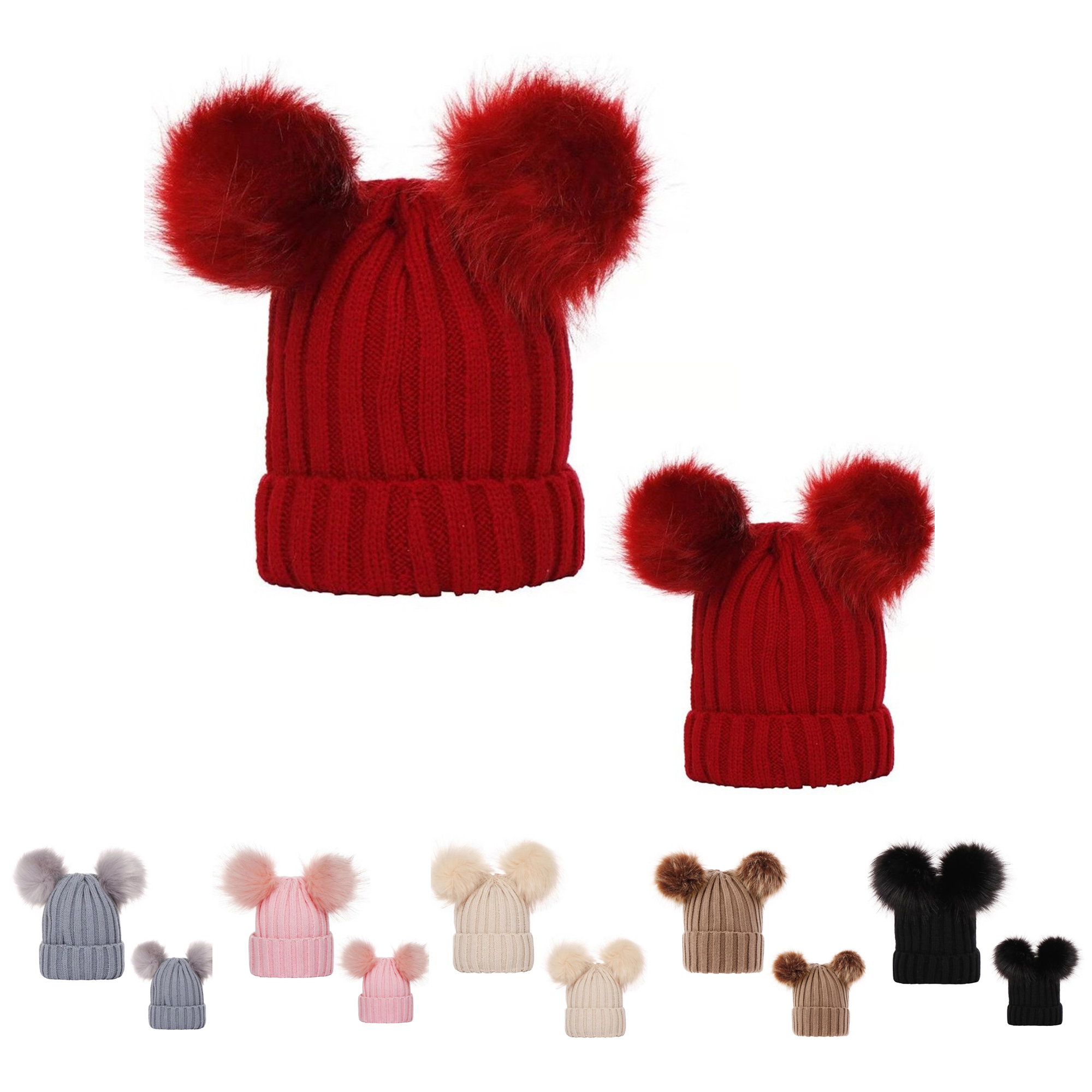 Parent Child Winter Knitted Beanie Hat 2