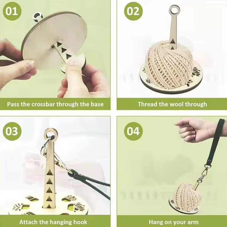 Wooden Portable Wrist Yarn Holder 3