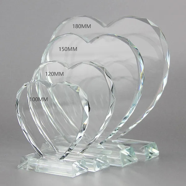 Engraved Heart Shaped Crystal Trophy Awards 3