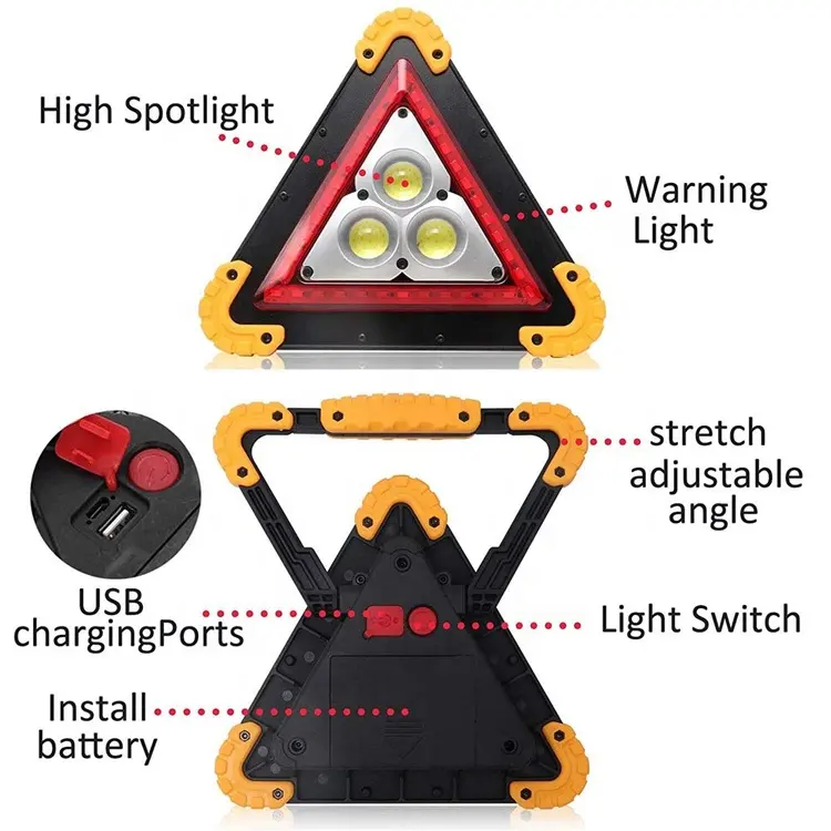 Multifunctional Triangle Warning Sign / Rechargeable Work Light 4
