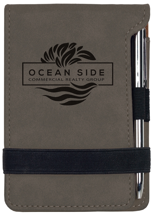 Engraved Gray Leatherette Pad and Pen Set 1