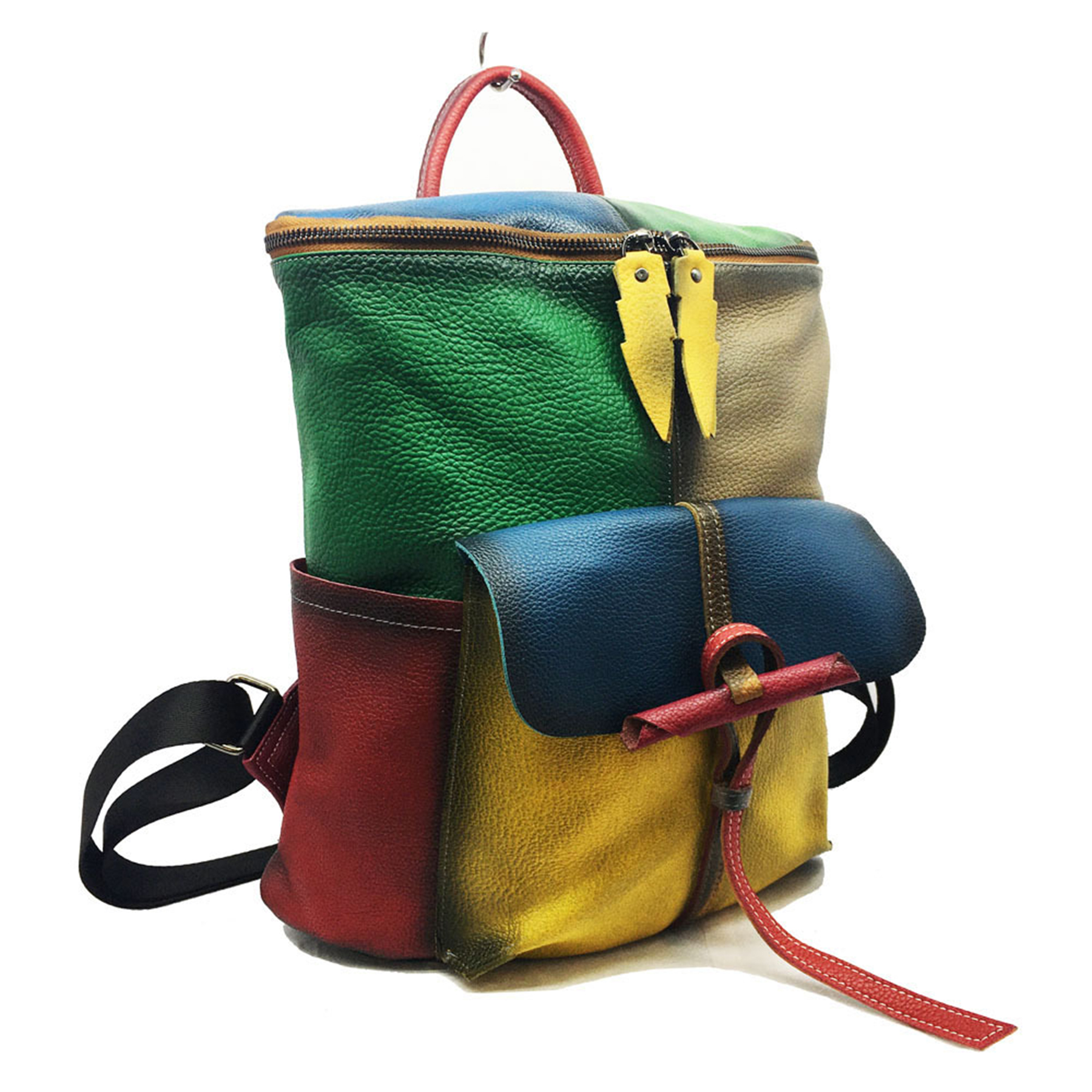 Genuine Leather Vintage contrast backpack 7