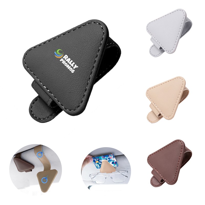 PU Leather Car Sun Visor Sunglasses Holder Clip 5