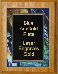 7" x 9" Oak Finish Plaque with a Blue Art/Black Plate 2