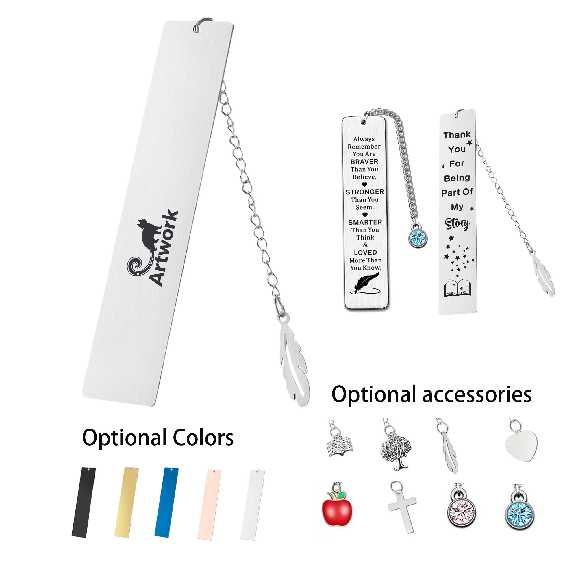 Customized Metal Stainless Steel Bookmark 1