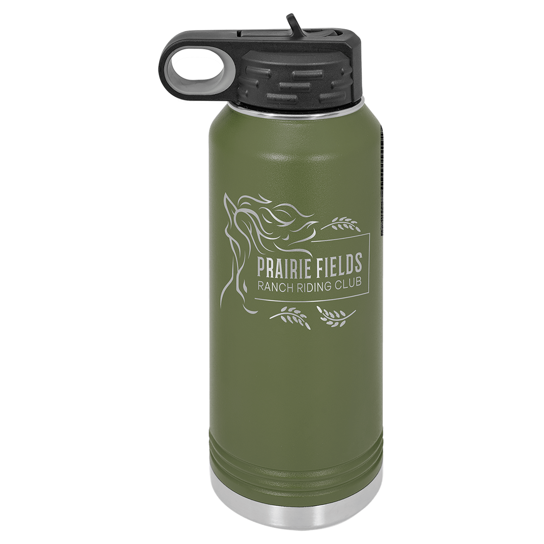 32 oz. Olive Green Powder Coated Laser Engraved Polar Camel Water Bottles 1