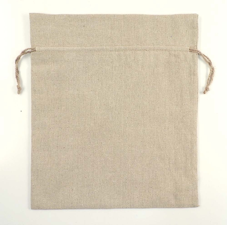 REBEL Rough 100% Natural Cotton Drawstring Bag w hemp drawstring 12x14" (LINEN TEXTURE) 3