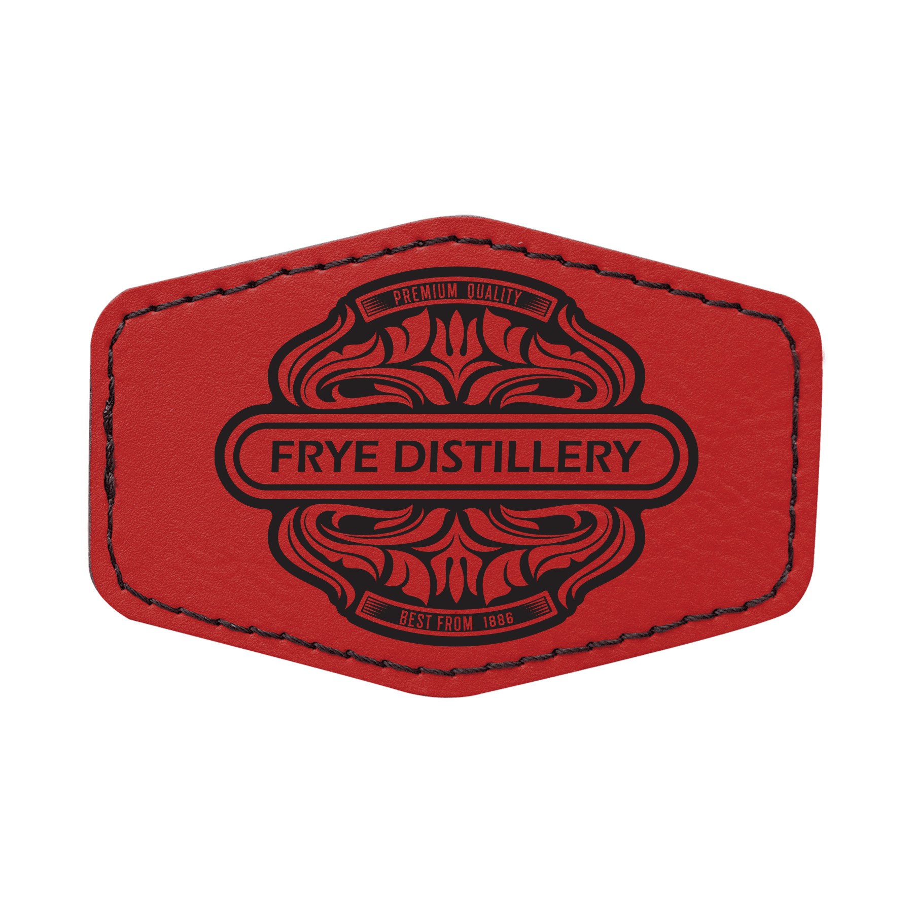 3" x 2" Red Leatherette Hexagonal Patch with Adhesive