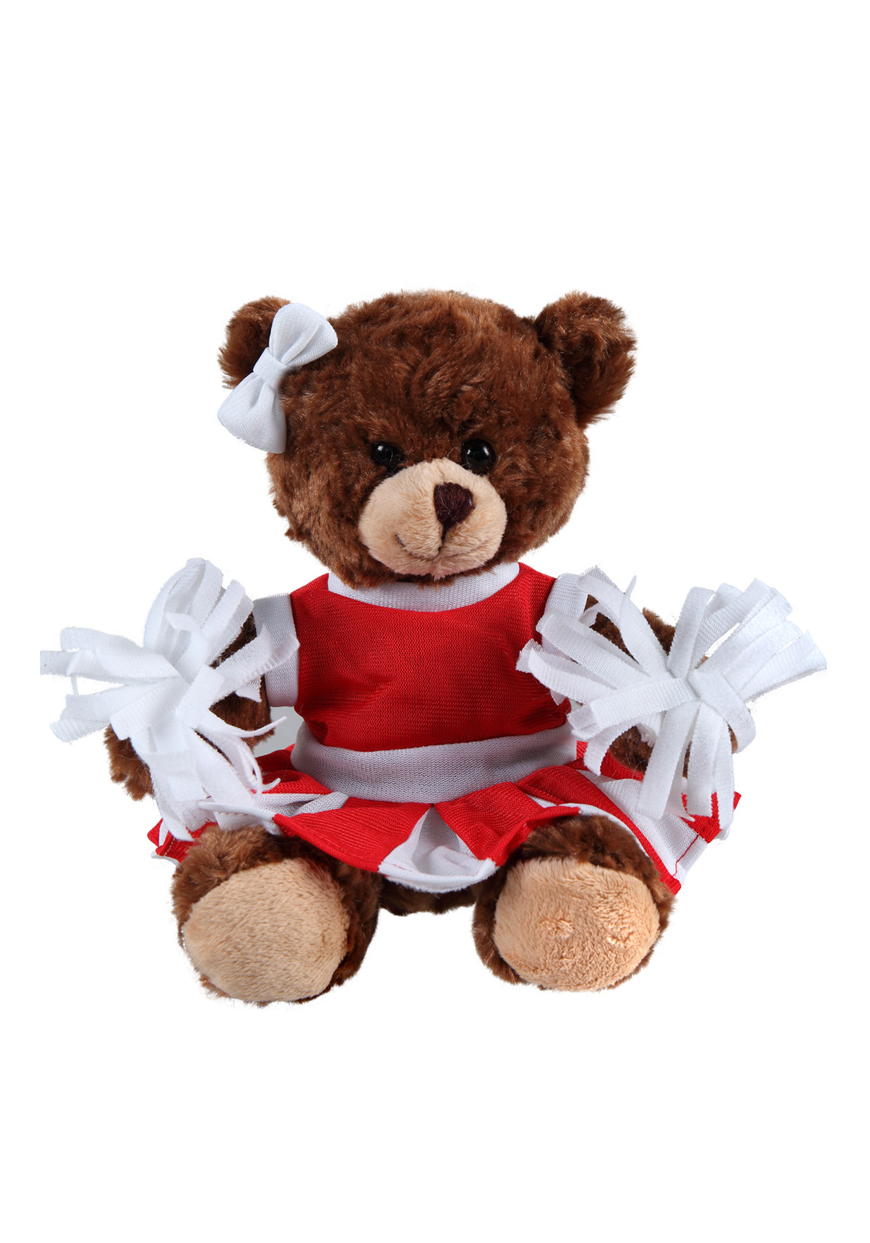 soft plush  Chocolate Curly Sitting Bear with cheerleader outfit 3