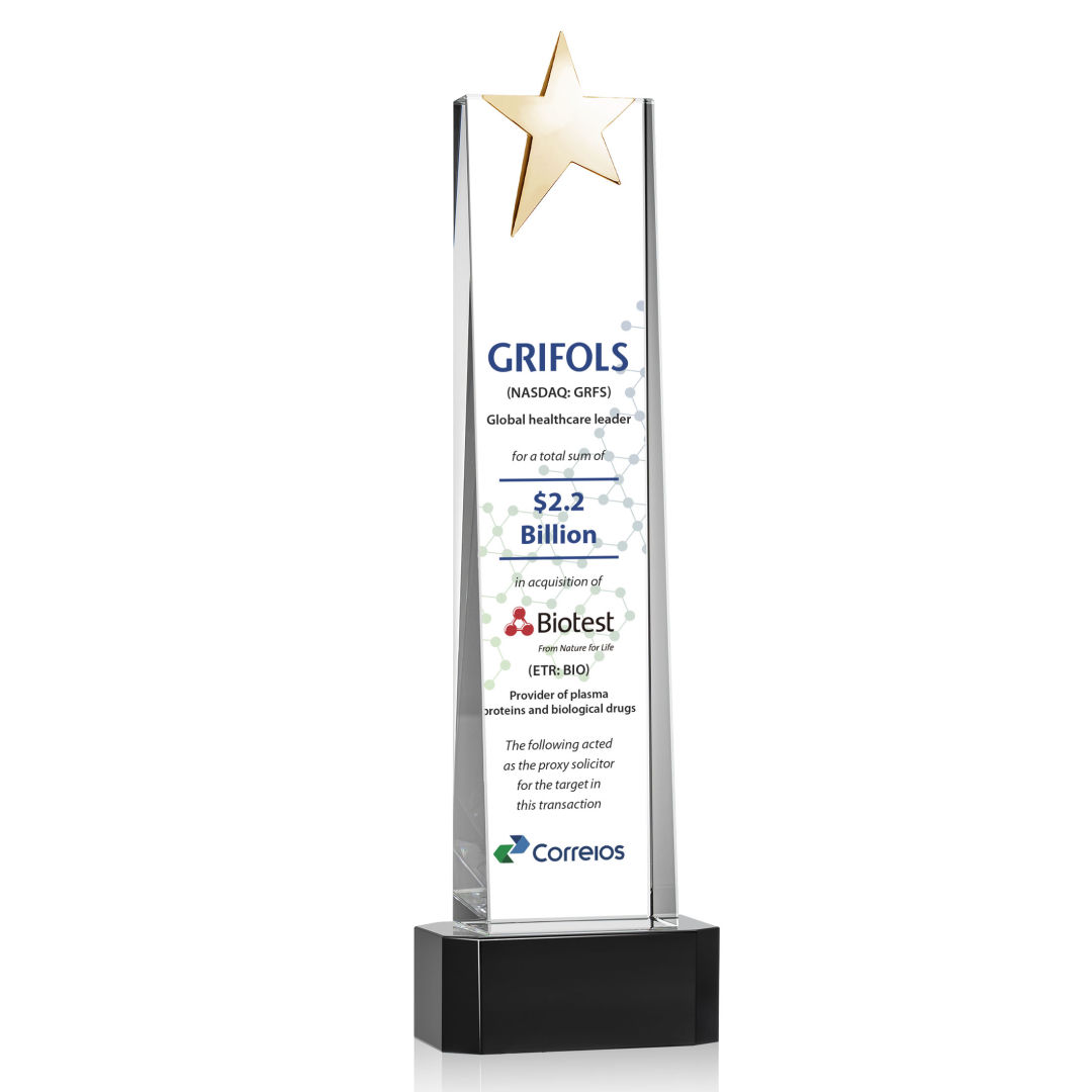 Fanshaw Gold Star VividPrint™ Award on Base - Black 3