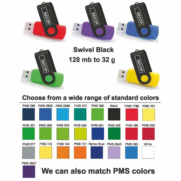 Swivel Black Flash Drive / USB - 8 GB Memory 1