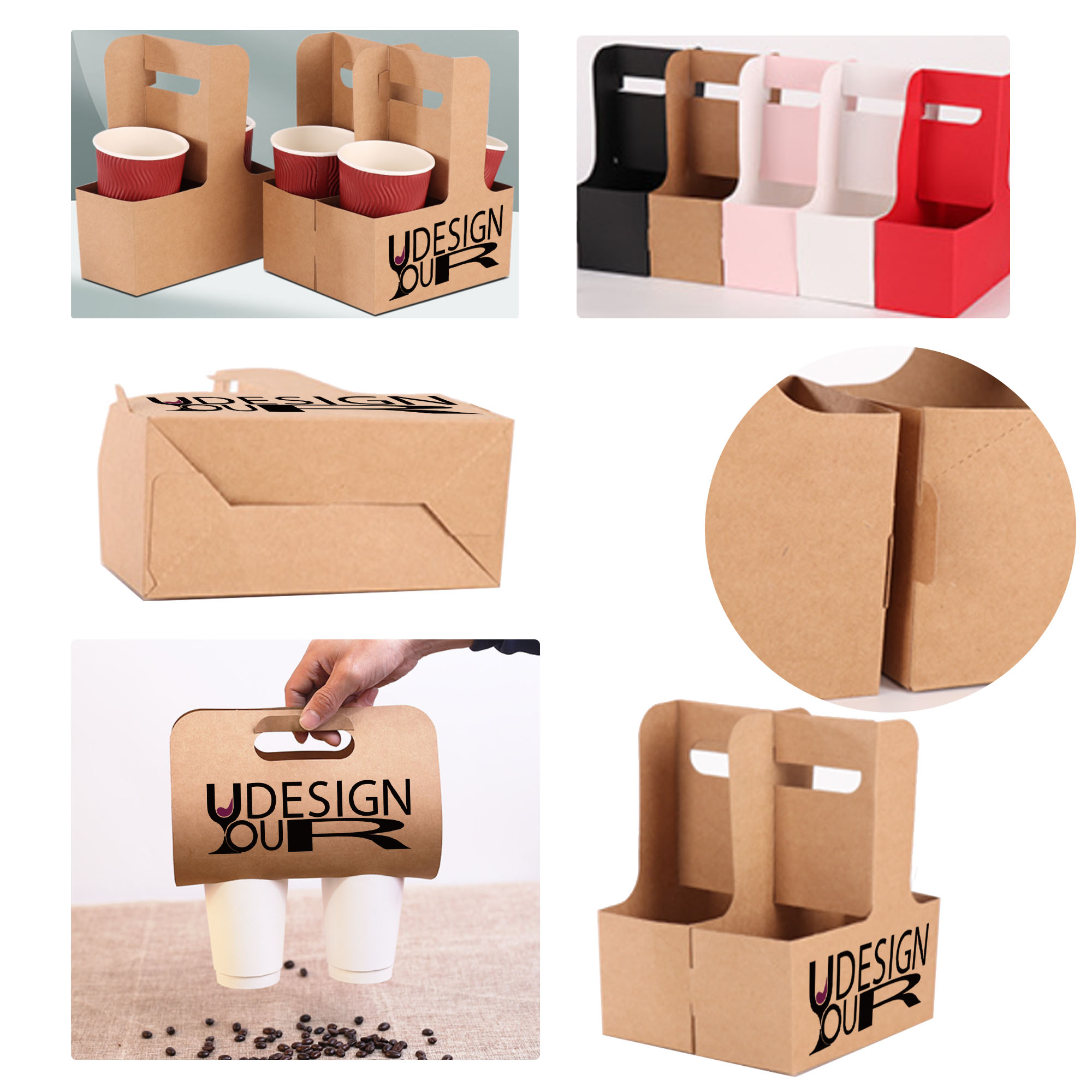 MOQ3000 Various Styles Of Paper Cup Holders 3