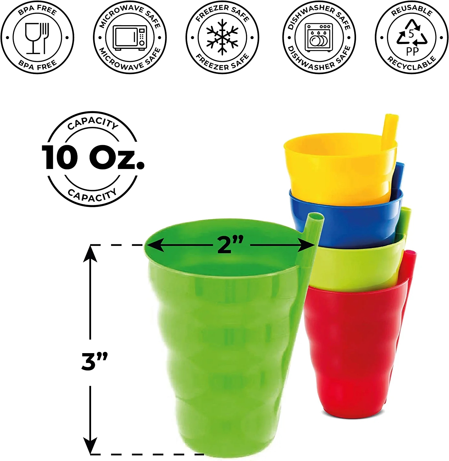 Kids Cups with Built-in Straw 3