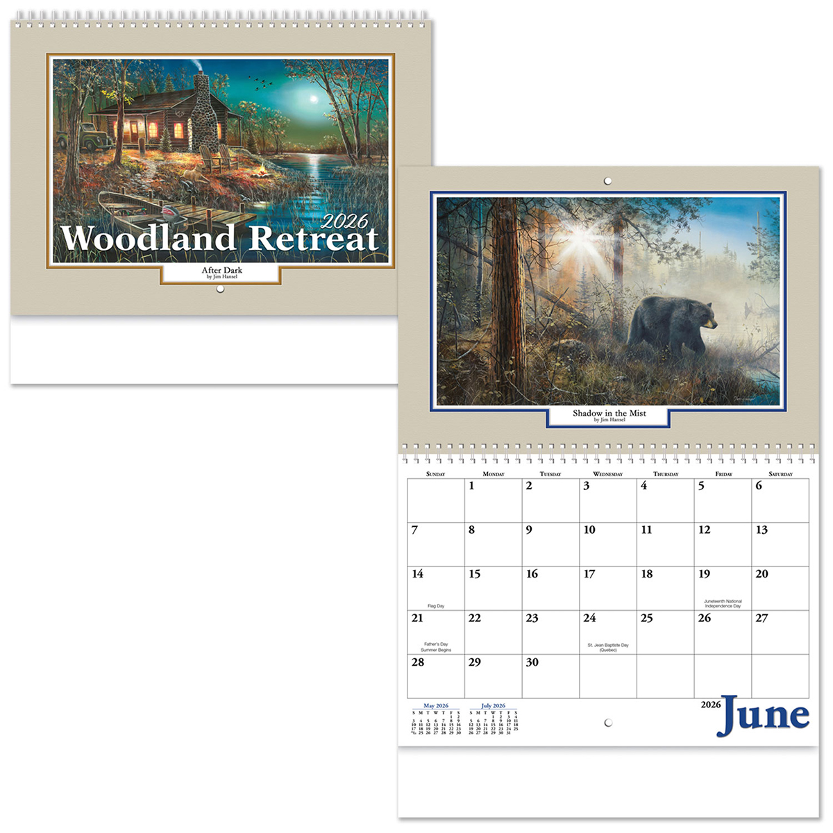 Full Color Woodland Retreat Spiral Wall Calendar 3