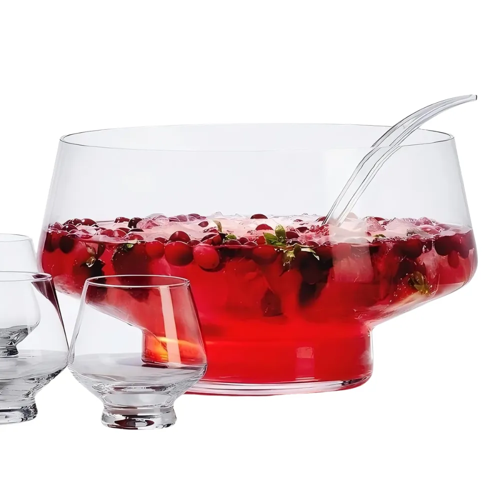 2.5Gal Footed Glass Punch Bowl with Ladle 8